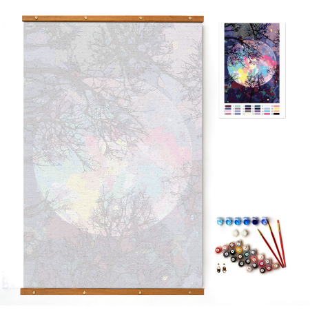Set pictura pe numere, fara sasiu, Lumina lunii, 60x90 cm [4]