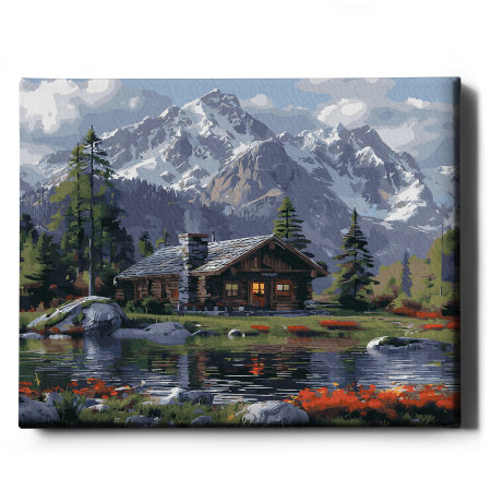 Set pictura pe numere, cu sasiu, Refugiu montan, 40x50 cm [1]