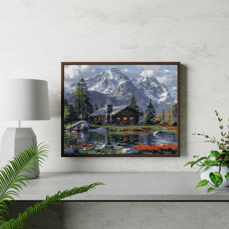 Set pictura pe numere, cu sasiu, Refugiu montan, 40x50 cm [2]