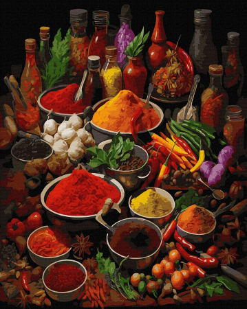 Picturi pe numere - Set pictura pe numere, cu sasiu, Arome din orient, 40x50 cm