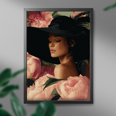 Set pictura pe numere, cu sasiu, Bujori eleganti, 40x50 cm [2]