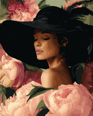 Dimensiune clasica 40x50cm - Set pictura pe numere, cu sasiu, Bujori eleganti, 40x50 cm