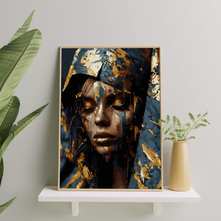 Set pictura pe numere, cu sasiu, Misticism - vopsea aurie, 40x50 cm [2]