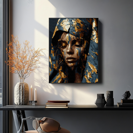 Set pictura pe numere, cu sasiu, Misticism - vopsea aurie, 40x50 cm [3]