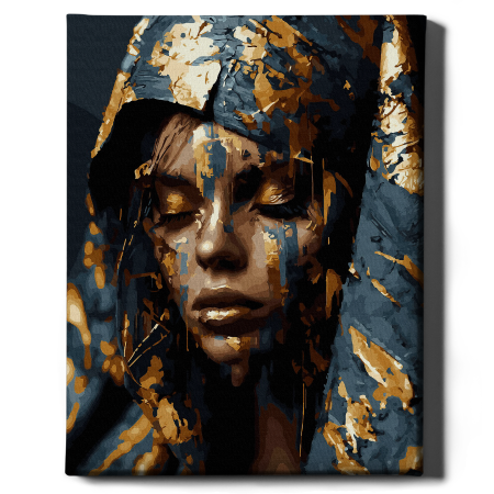 Set pictura pe numere, cu sasiu, Misticism - vopsea aurie, 40x50 cm [1]