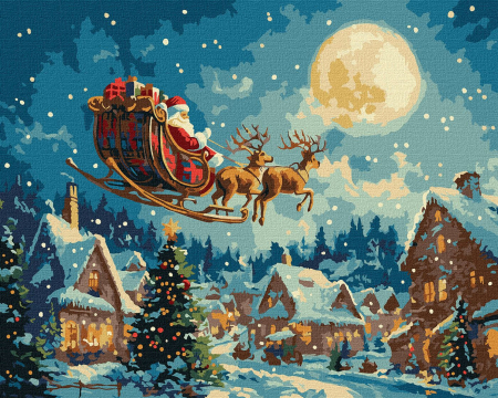 Set pictura pe numere, cu sasiu, Poveste de Craciun, 40x50 cm [0]