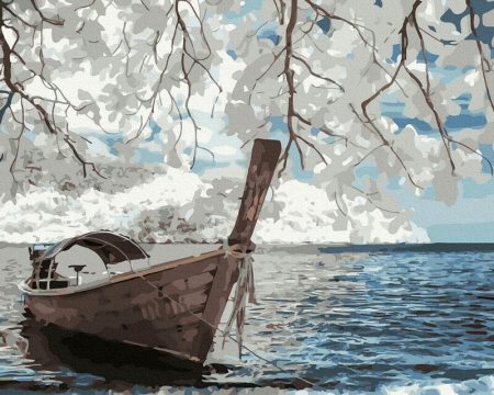 Set pictura pe numere, cu sasiu, Barca la mal, 40x50 cm [0]