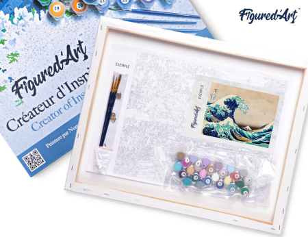 Set pictura pe numere, cu sasiu, Marele val de la Kanagawa - Katsushika Hokusai , 40x50 cm [5]