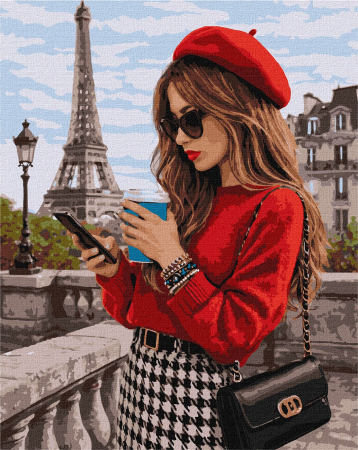 Picturi pe numere - Set pictura pe numere, cu sasiu, Bonjours, Paris!, 40x50 cm