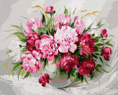 Picturi pe numere - Set pictura pe numere, cu sasiu, Buchet colorat, 40x50 cm