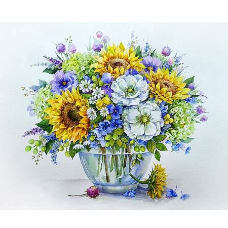 Pictura pe numere, cu sasiu, Buchet cu Foarea-Soarelui [0]