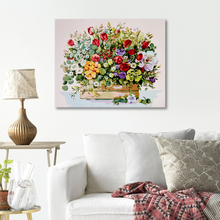 Pictura pe numere, cu sasiu, Buchet cu Lalele Rosii [4]