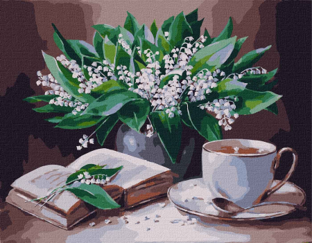 Set pictura pe numere, cu sasiu, Buchet de lacramioare, 40x50 cm [0]