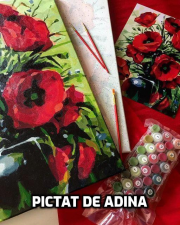 Set pictura pe numere, cu sasiu, Buchet de Maci, 40x50 cm [5]