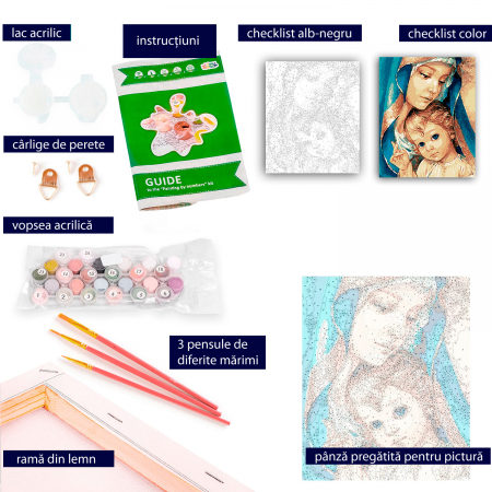 Set pictura pe numere, cu sasiu, Fecioara Maria, 40x50 cm [4]
