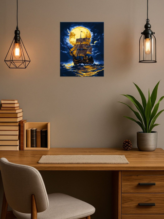 Set pictura pe numere, cu sasiu, Unde cerul intalalneste marea - extra culori metalizate, 40x50 cm [1]