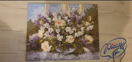 Set pictura pe numere, cu sasiu, Buchet de mai, 40x50 cm [4]