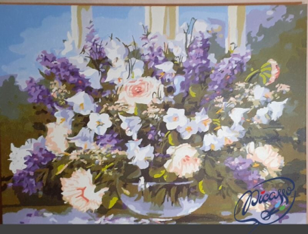 Set pictura pe numere, cu sasiu, Buchet de mai, 40x50 cm [1]