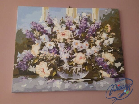 Set pictura pe numere, cu sasiu, Buchet de mai, 40x50 cm [3]