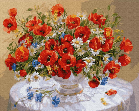 Set pictura pe numere, cu sasiu, Buchet de vara, 40x50 cm [0]