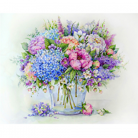 Pictura pe numere, cu sasiu, Buchet de vara cu Hortensie Albastra [0]