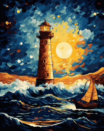 Set pictura pe numere, cu sasiu, Far, 40x50 cm