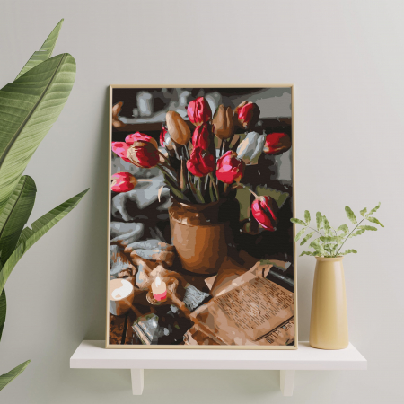 Set pictura pe numere, cu sasiu, Buchet de lalele, 40x50 cm [3]