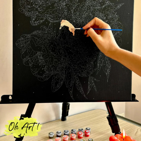 Set pictura pe numere, cu sasiu, Dreamcatcher - canvas negru, 40x50 cm [7]