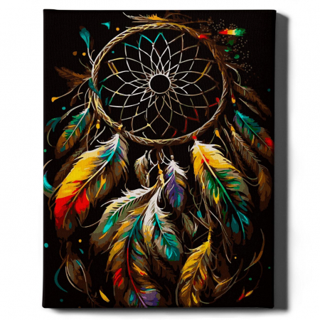 Set pictura pe numere, cu sasiu, Dreamcatcher - canvas negru, 40x50 cm [1]