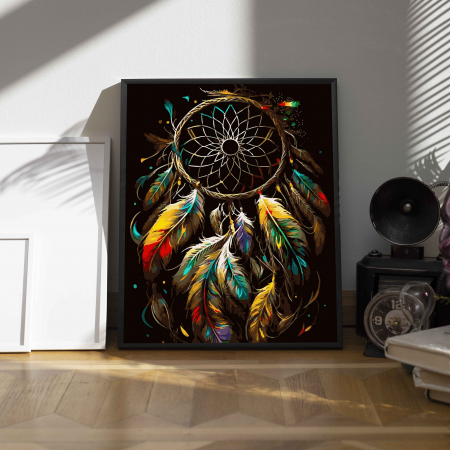 Set pictura pe numere, cu sasiu, Dreamcatcher - canvas negru, 40x50 cm [3]