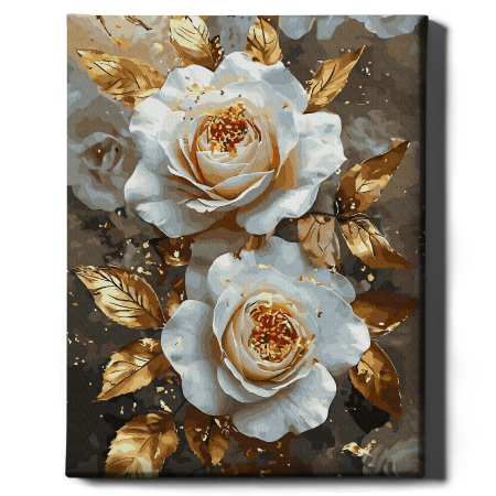 Set pictura pe numere, cu sasiu, Trandafiri aurii, 40x50 cm [1]