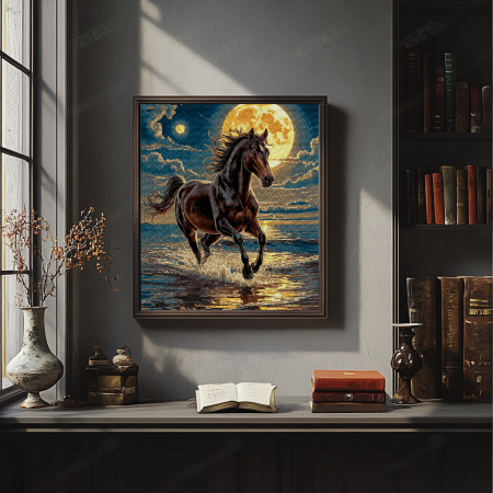 Set pictura pe numere, cu sasiu, Galop in noapte, 40x50 cm [3]