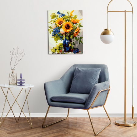 Set pictura pe numere, cu sasiu, Floarea soarelui aurie, 40x50 cm [4]