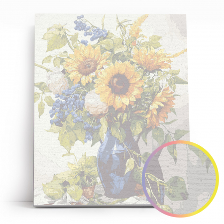 Set pictura pe numere, cu sasiu, Floarea soarelui aurie, 40x50 cm [3]