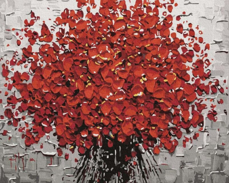 Dimensiune clasica 40x50cm - Set pictura pe numere, cu sasiu, Buchet rosu, 40x50 cm