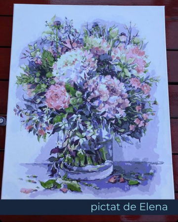 Set pictura pe numere, cu sasiu, Bujori in vaza 2 [2]