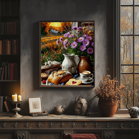 Set pictura pe numere, cu sasiu, Dimineata de toamna, 40x50 cm [3]