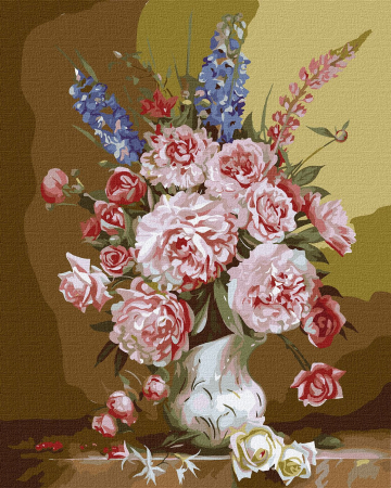Set pictura pe numere, cu sasiu, Bujori magici, 40x50 cm [0]