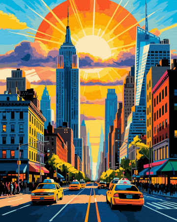 Dimensiune clasica 40x50cm - Set pictura pe numere, cu sasiu, New York, 40x50 cm