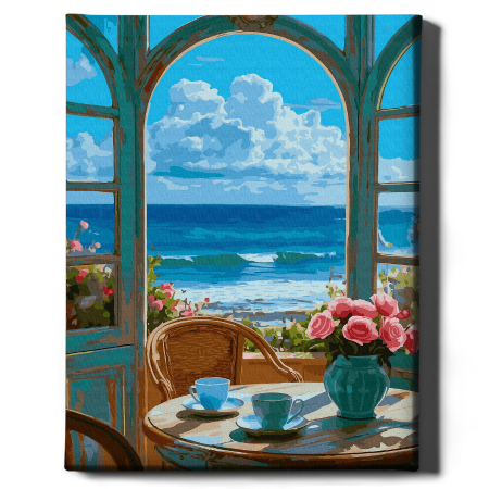 Set pictura pe numere, cu sasiu, Dimineata la mare, 40x50 cm [1]