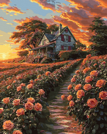 Picturi pe numere - Set pictura pe numere, cu sasiu, Drumul catre casa, 40x50 cm