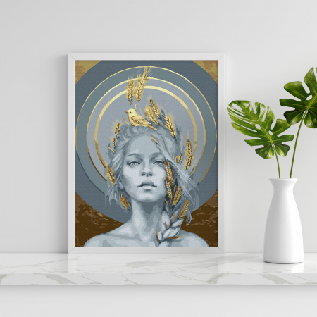 Set pictura pe numere, cu sasiu, Par de aur - vopsea aurie, 40x50 cm [2]