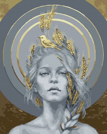 Set pictura pe numere, cu sasiu, Par de aur - vopsea aurie, 40x50 cm [0]