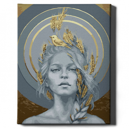 Set pictura pe numere, cu sasiu, Par de aur - vopsea aurie, 40x50 cm [1]