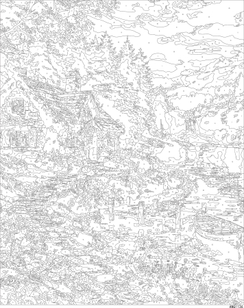Set pictura pe numere, cu sasiu, Cabana la apus, 40x50 cm [2]
