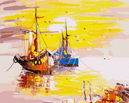Set pictura pe numere, cu sasiu, Calatorie la apus, 40x50 cm [0]