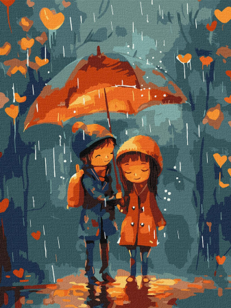 Set pictura pe numere, cu sasiu, Sub umbrela, 30x40 cm