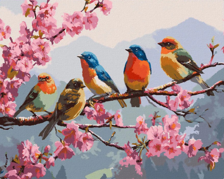 Picturi pe numere 40x50 cm – modele variate pentru toate gusturile - Set pictura pe numere, cu sasiu,Triluri de primavara, 40x50 cm