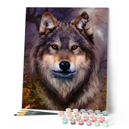 Set pictura pe numere, cu sasiu, Cap de Lup , 40x50 cm [1]