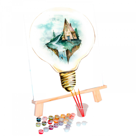 Set pictura pe numere, cu sasiu, Casa in sticla [1]